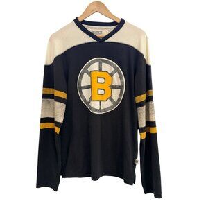 CCM Official Vintage NHL Long Sleeve Boston Bruins Shirt Black Gold Small